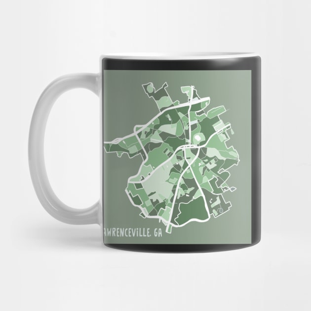 Lawrenceville, GA Map in Gray Greens by MarcyBrennanArt